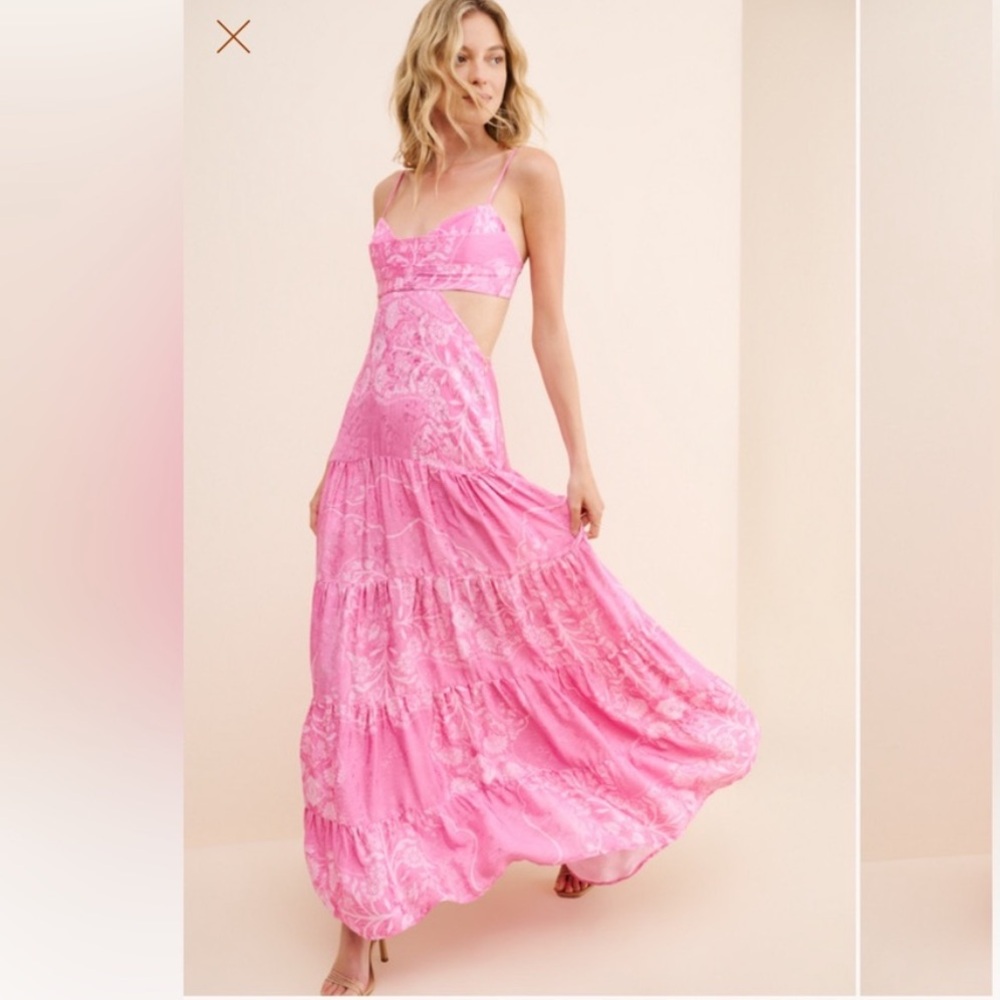 Pink Cut Out Maxi Wedding Guest Dress